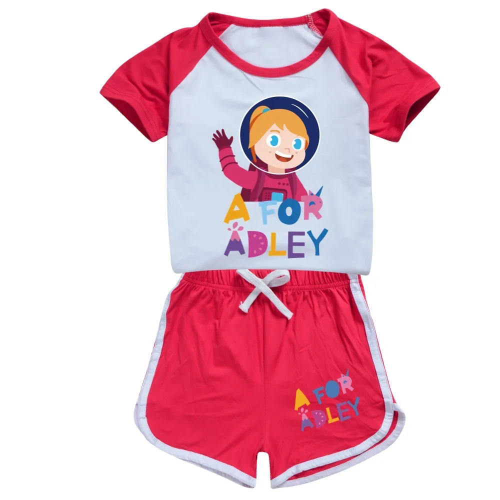 A for Adley 3D Print T-shirt Shorts Leisure Sports Suit Girls Clothing Set Baby Boys Homewear Suit Big Kids Summer Tshirt