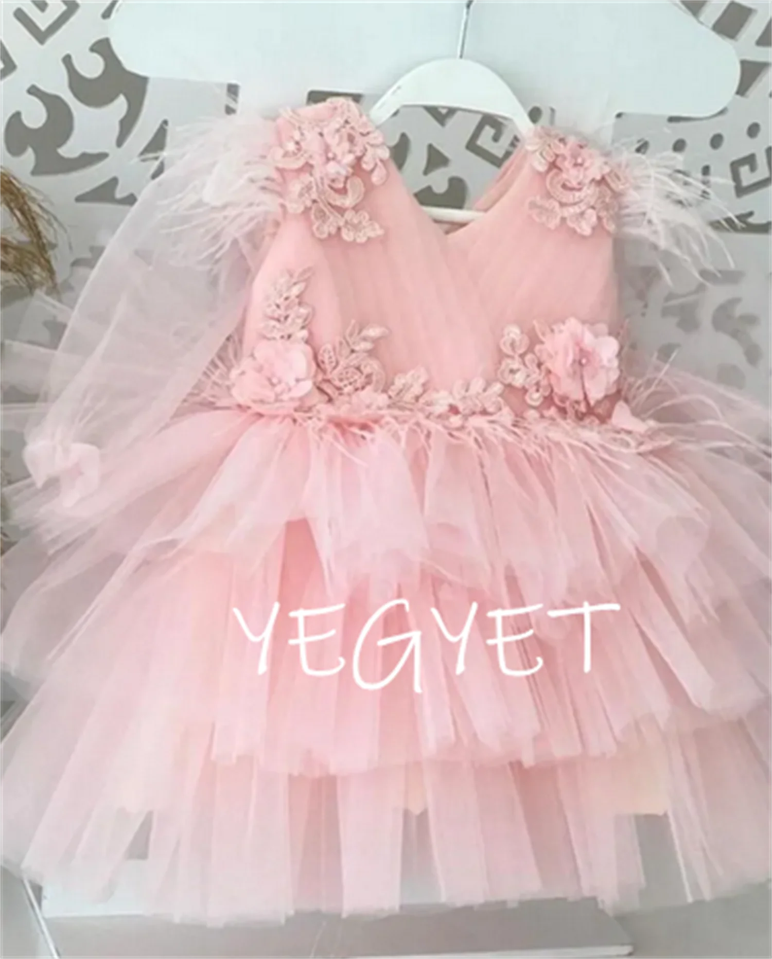 

Flower Girl Dresses Applique Long Sleeve Kids Birthday Party Pageant Gowns Weddings First Communion Elegant Dresses 1-14T