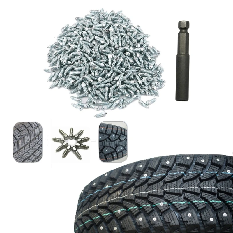 100Pcs Tire Spikes Tire Studs Spikes for Truck Tires Snow Studs for Tires Snowmobile with Installation Tool