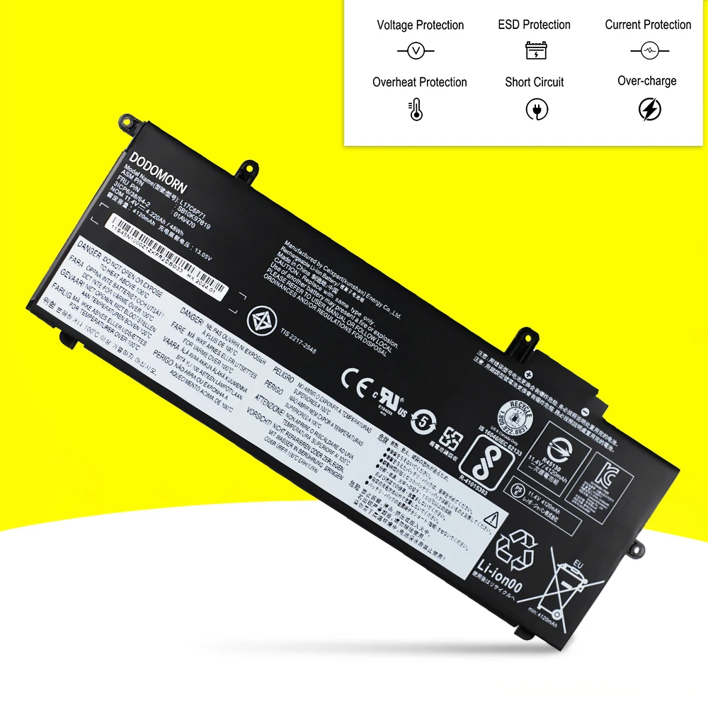 Lenovo-thinkpad Bateria do Portátil X280 Série A285 Sb10k97619 01av470 01av471 L17c6p71 L17l6p71 Sb10k97617 48wh Novo - Imagem 6