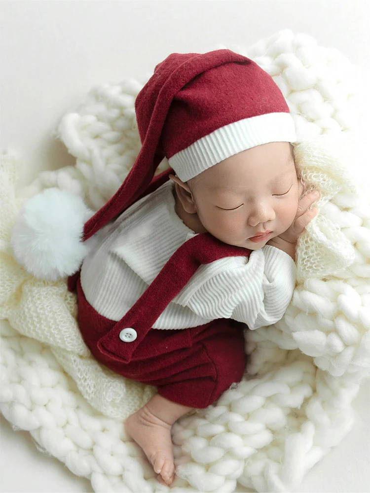 Boys Santa Head w/Pom Pom Hat L/S Romper by Millie Jay main image 1