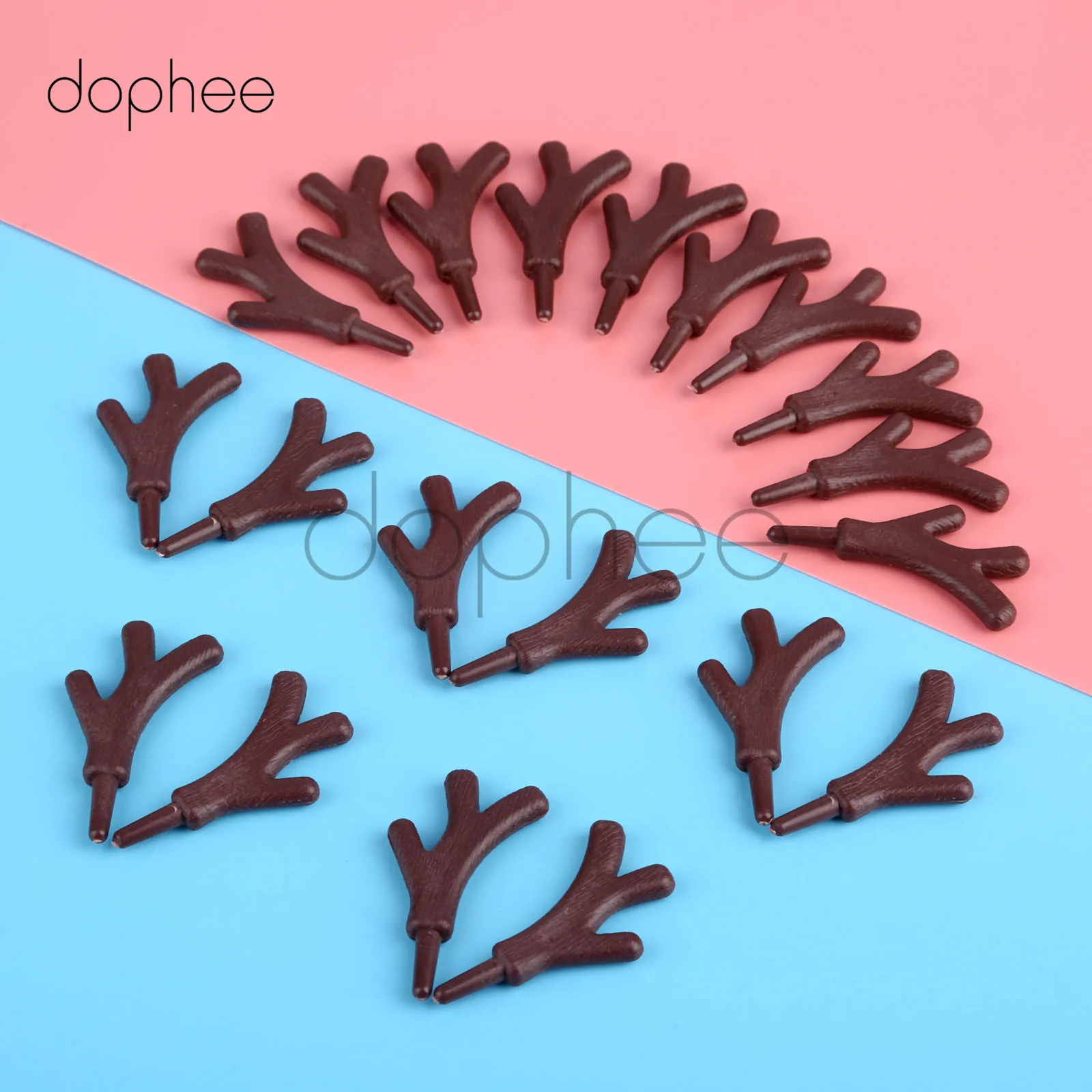 dophee 20pcs Mini Plastic Branch Antlers  Snowman DIY Ornament Christmas Snowman Decoration Craft