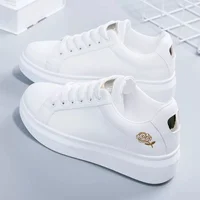 Shoes 2023 Women Running Spring Autumn Fashion White Breathable Embroidered Flower Lace-Up Casual Sneakers Zapatos De Mujer 2