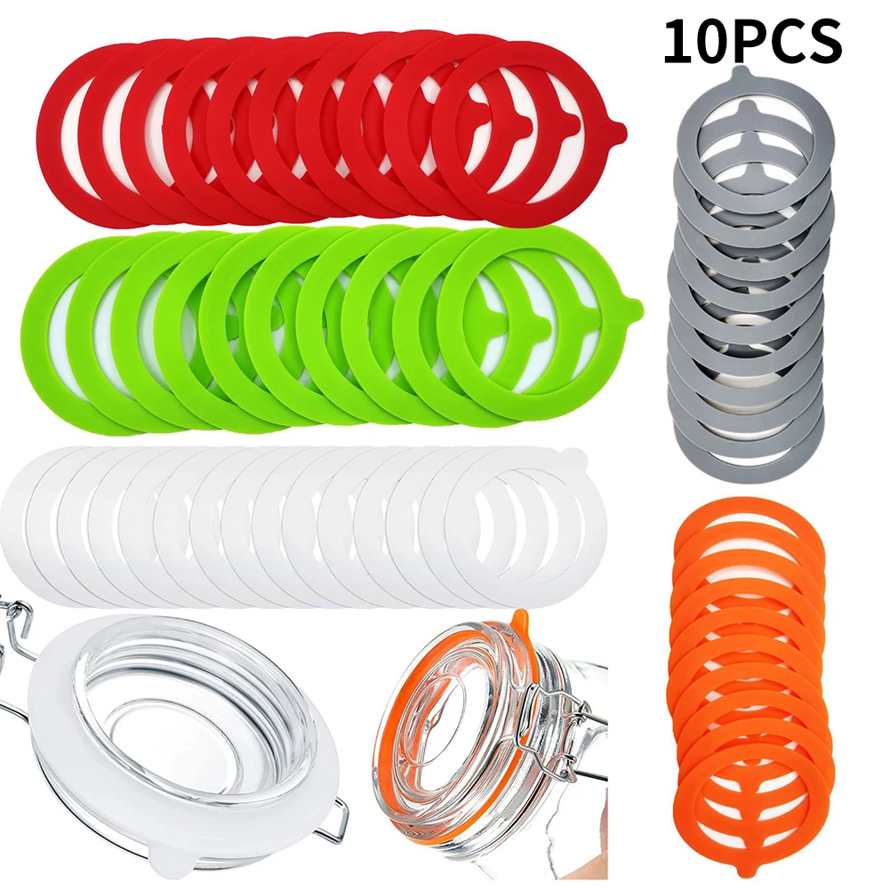 10 Pcs Silicone Replacement Gasket Airtight Rubber Seals Rings for Glass Clip Top Jars Storage Containers Home Accessories kitchen food storage jars
