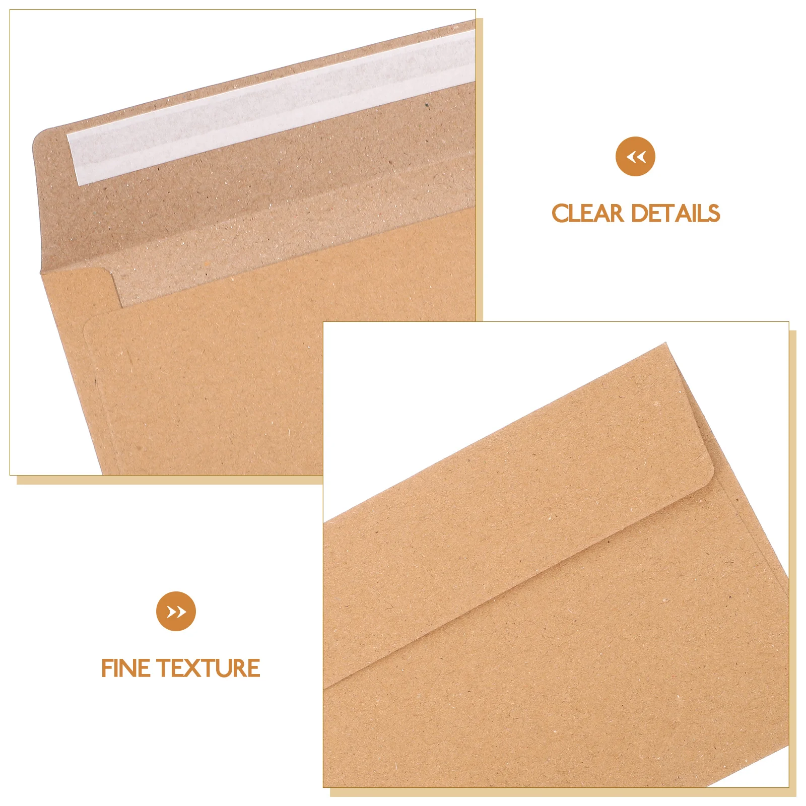 50pcs A4 Printable Self Adhesive Wedding Invitation Envelopes Brown Kraft Paper Elegant Design Storage Party Cards Mail