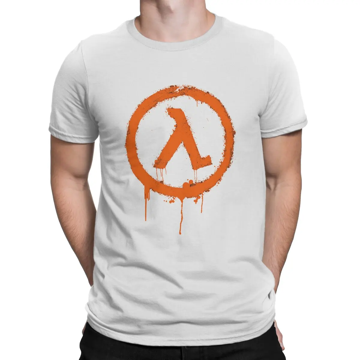 thumbnail image 1 of Camiseta Rise Shine para hombre, Half Life, vintage, de algodón puro, cuello redondo, manga corta, estampada, 1 of 7