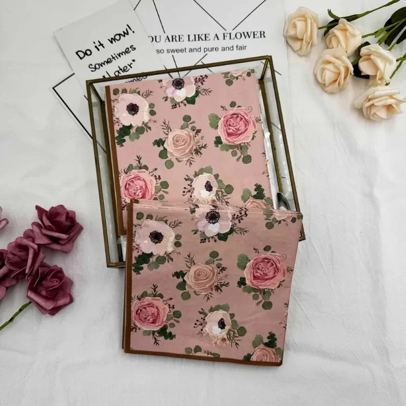 10/20pcs 33cm 3-Ply Colourful Floral Folded Wood Pulp Paper Party Decoration Paper Placemat Household Drawing