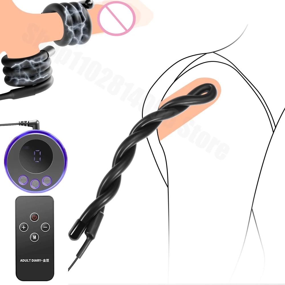 E stim Electrosex Electrostimulation Anal Butt Plug Electric Shock Penis Cock Ring Clit Stimulator BDSM Toy