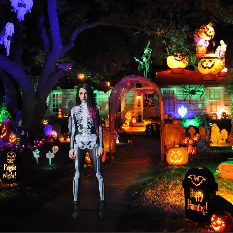 3D Skeleton Costumes Halloween Skeleton Outfit Cosplay Costume For Men Women Halloween Cosplay Pretend Role Play Dress Up