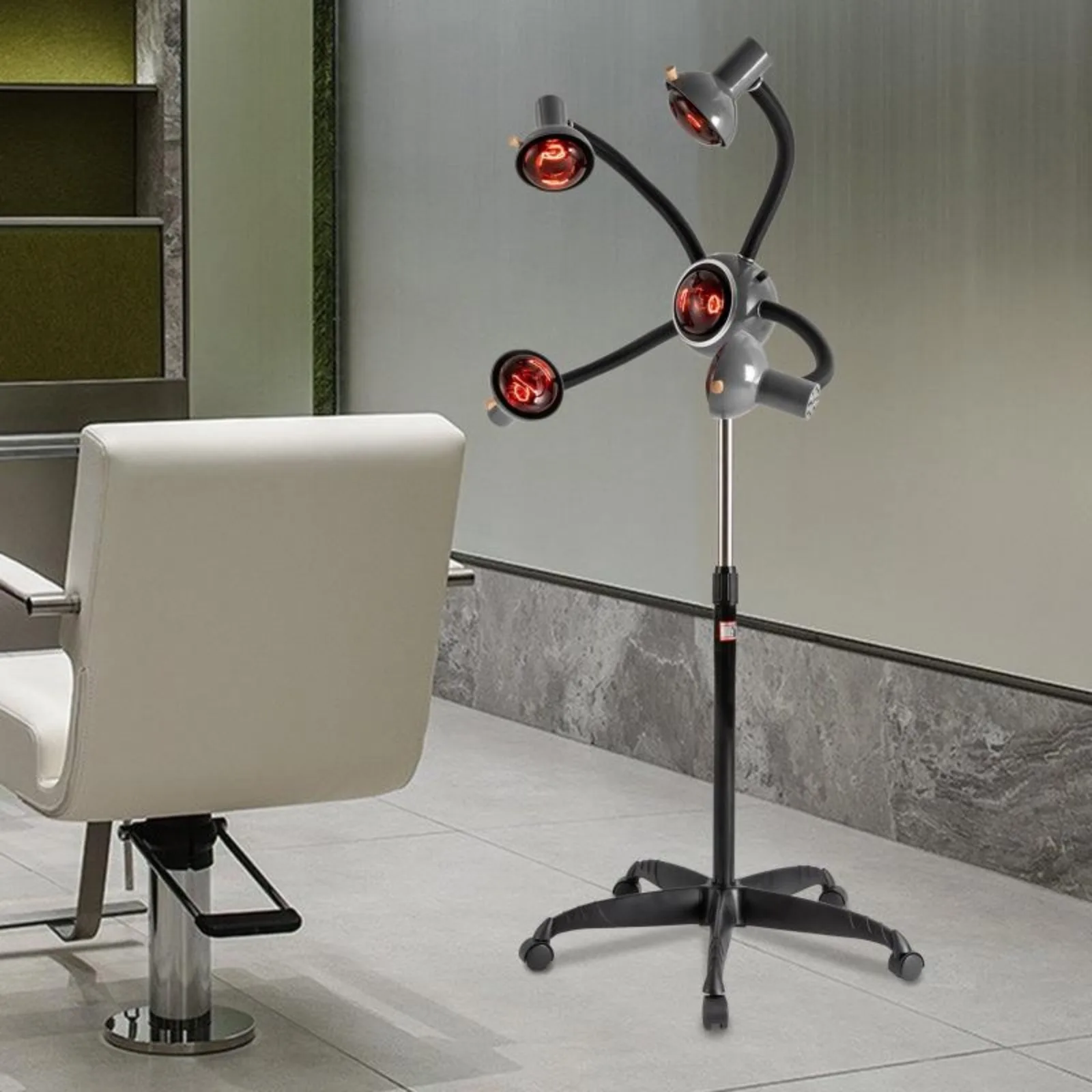 5 Head Perming Dyeing Steamer 110V Salon Hairdressing Flying Saucer Heating Machine Infrared Light Heat Therapy Red Lamp
