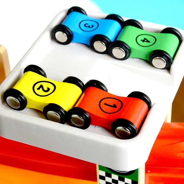1/4Pcs Children Wooden Gliding Car Toy Ramp Race Slide Track Mini Car Games Replacement Car Colorful Model Vehicle Toys For Boys 1
