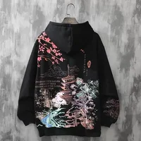 Hooded Sweatshirts for Man White Men's Clothing Punk Black Embroidered Harajuku Fashion One Piece Winter Overfit Loose Hoodies