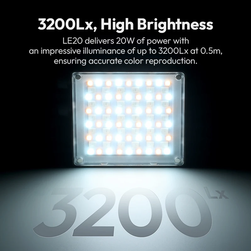 Ulanzi LE20 20W RGB Pocket Light CRI 95+ 2500K-9000K Dimmable Photography LED Video Light for DSLR Camera Vlog Livestreaming 3