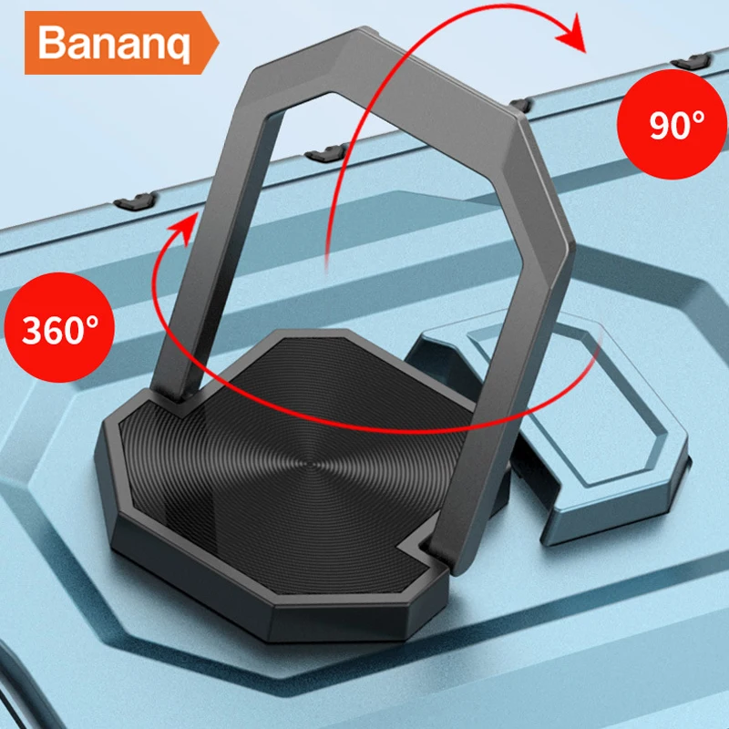 Bananq Shockproof Metal Ring Holder Back Case For iPhone 15 14 Plus 13 Pro Max Magnetic Stand Phone Cover_voghion.com