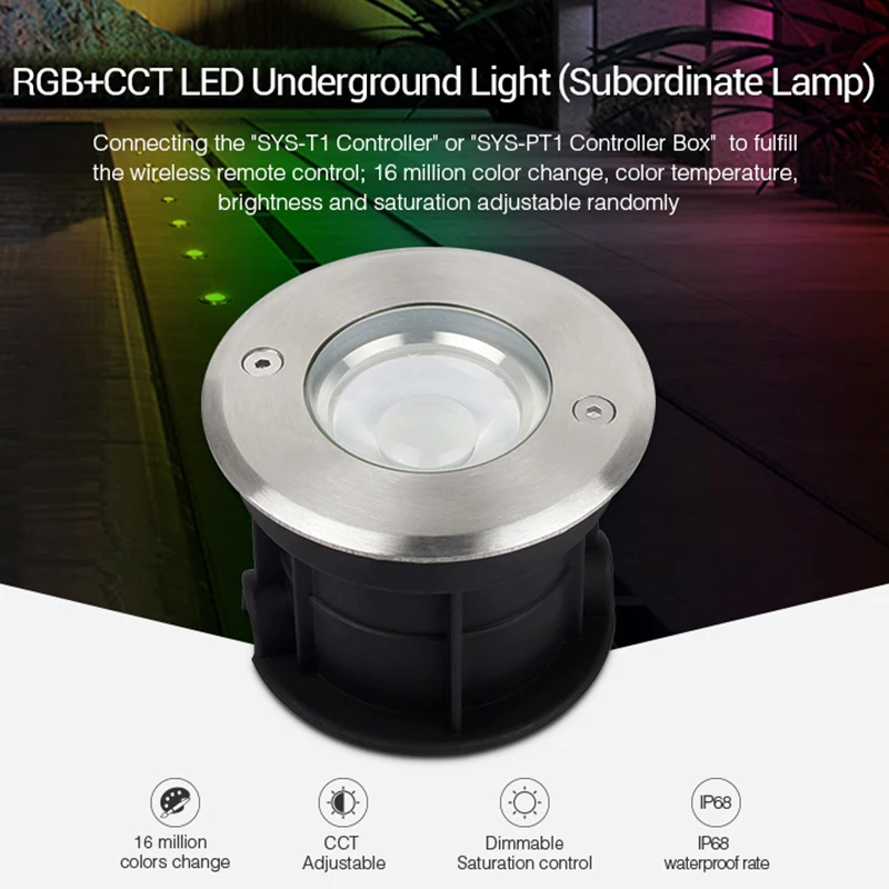 Milight 5W RGB + CCT oświetlenie podziemne LED SYS-RD1 wodoodporna lampa podlegająca dekoracja zewnętrzna aplikacja/WIFI sterowanie głosowe