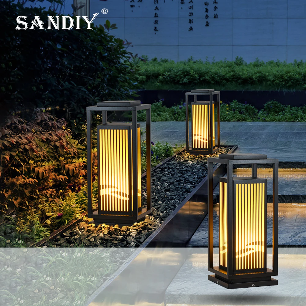 

Solar Lawn Lamp Lawn Patio Lamp Garden Villa Park Outdoor Waterproof Ground Lamp New Chinese Style Pillar Head Light