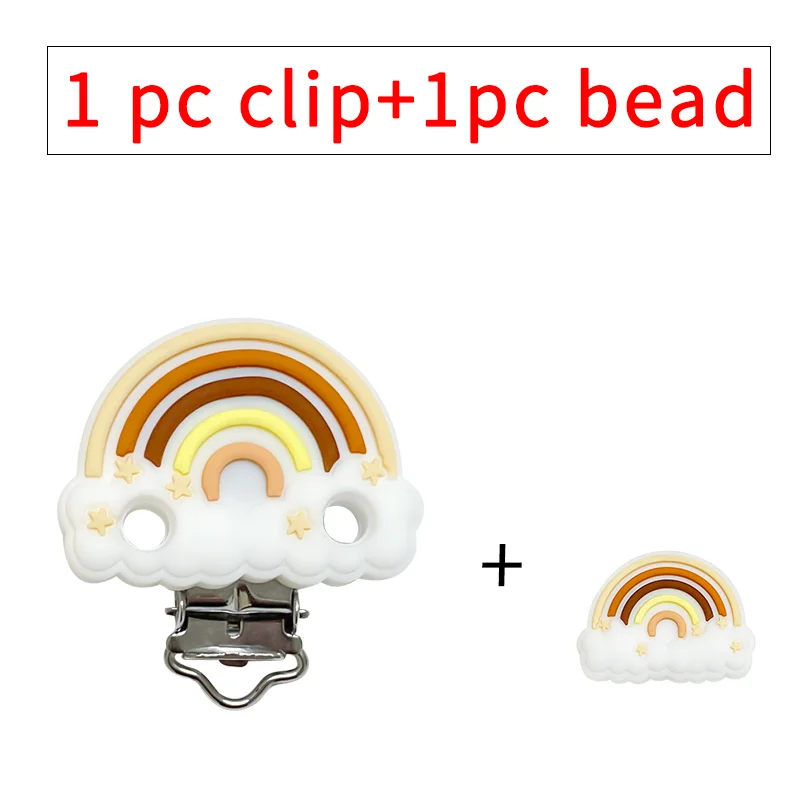 Anneau de dentition en silicone arc-en-ciel, perles, clip de sucette, qualité alimentaire, jouets sûrs pour bébé, chaîne de sucette DIY, 1/3/10 pièces
