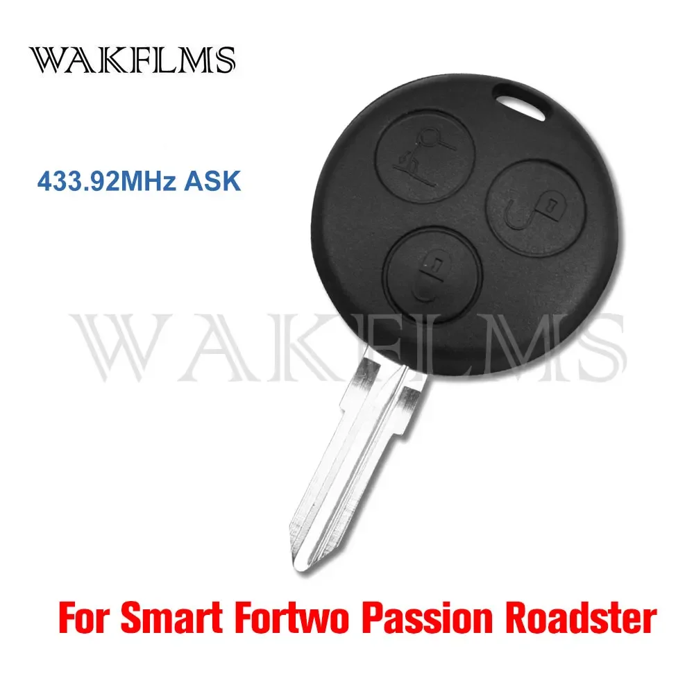 Remote Car Key Fob 433MHz For MERCEDES-BENZ Smart Fortwo Passion Roadster City 2000 2001 2002 2003 2004 2005 2006