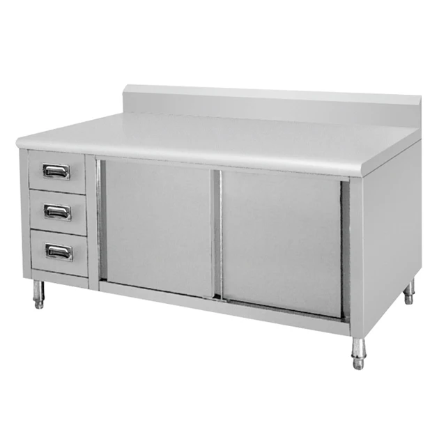 Commercial Kitchen Storage Cabinet Stainless Steel Multipurpose Work Table for Hotels and Bars Gas Heating Wood Material