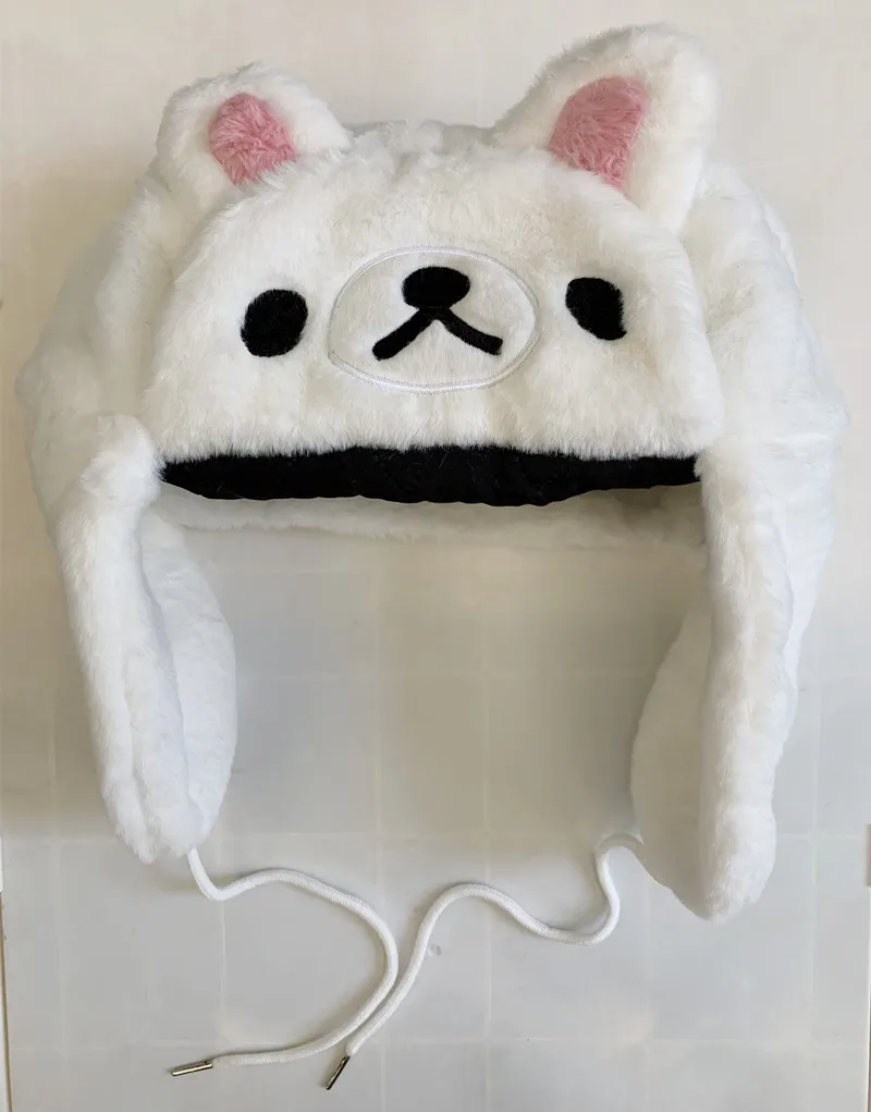 男性と女性のためのかわいいクマのぬいぐるみ帽子,リラックマ