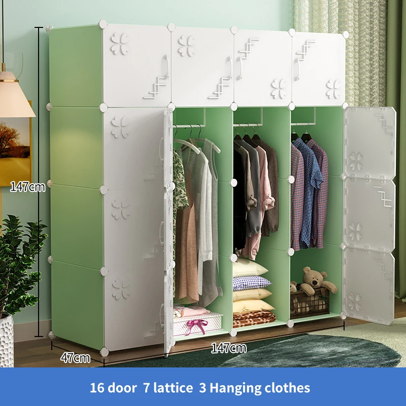Armadio Componibile Moderno per Casa, Montaggio Semplice, Pieghevole, Combinazione Fai-da-te, Porta in Plastica Portatile - immagine 5