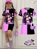 Robe pour filles, motif de dessin animé Kpop, cadeau amusant pour les fans, vêtements Harajuku pour filles, hauts d'été, robe à manches courtes, vêtements pour enfants 4