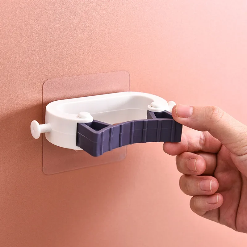 Mop & Broom Holder 1pc No Punching Mop Broom Holder Rack Grippers Clips Wall Mount Home Appliance Multi-Purpose Hooks Kitchen Bathroom Organizer