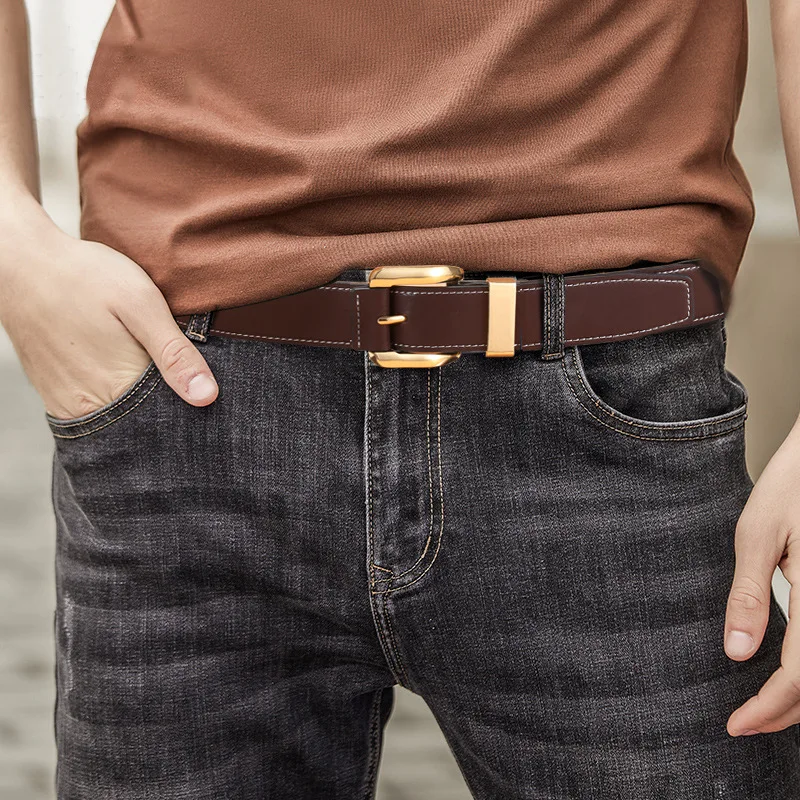New Belt Men's Leather Simple Casual Buckle Belt Top Leather Youth Pants  Luxury Belt Designers Men Cinturones