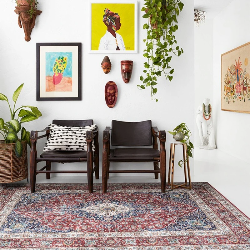 Living Room Carpet Retro Persian Bedroom Bedside Rug Foldable Machine Washable Large Area Sofa Coffee Table Mat Ковер 양탄자 Tapete