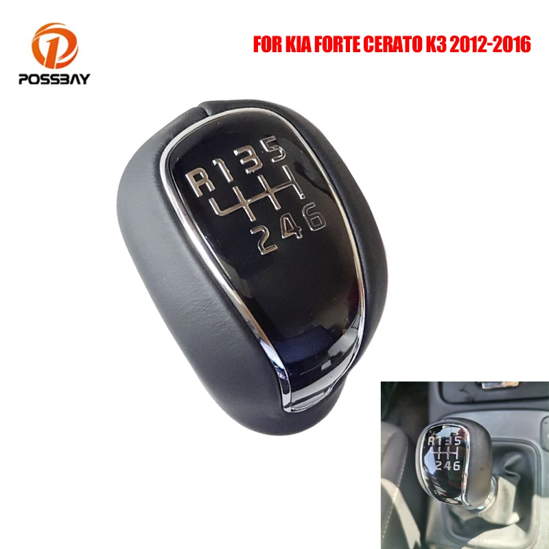 6 Speed Gear Knob Black Leather Manual Shifter Lever 43711a2300d3b For