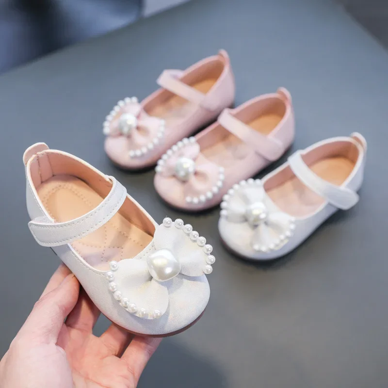 Girls Pearl Mary Jane Flats Shoes for Wedding Party