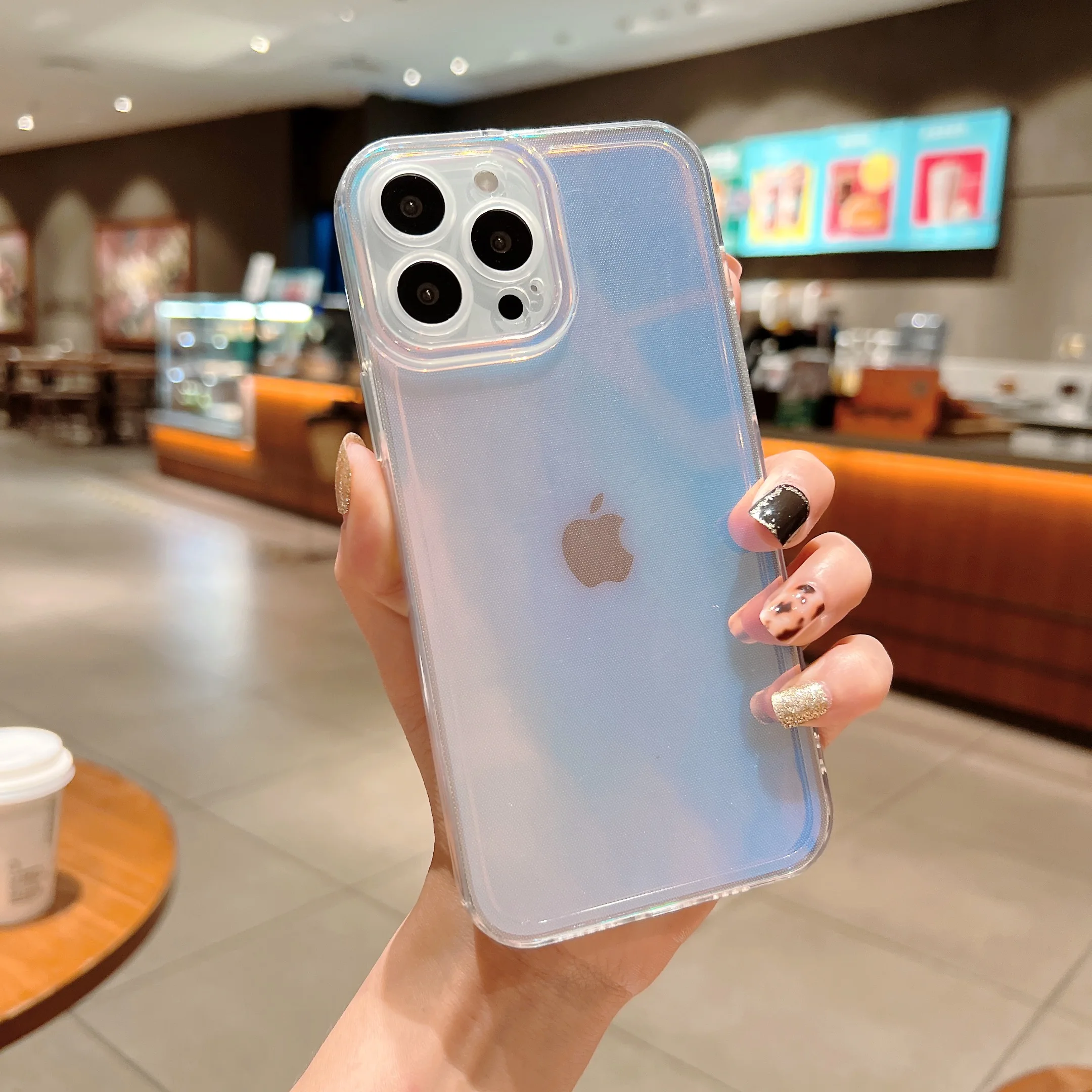 iPhone 13 Pro Max用グリッターケース Iphone用ホログラフィックカラーレーザーグリッターケース,13