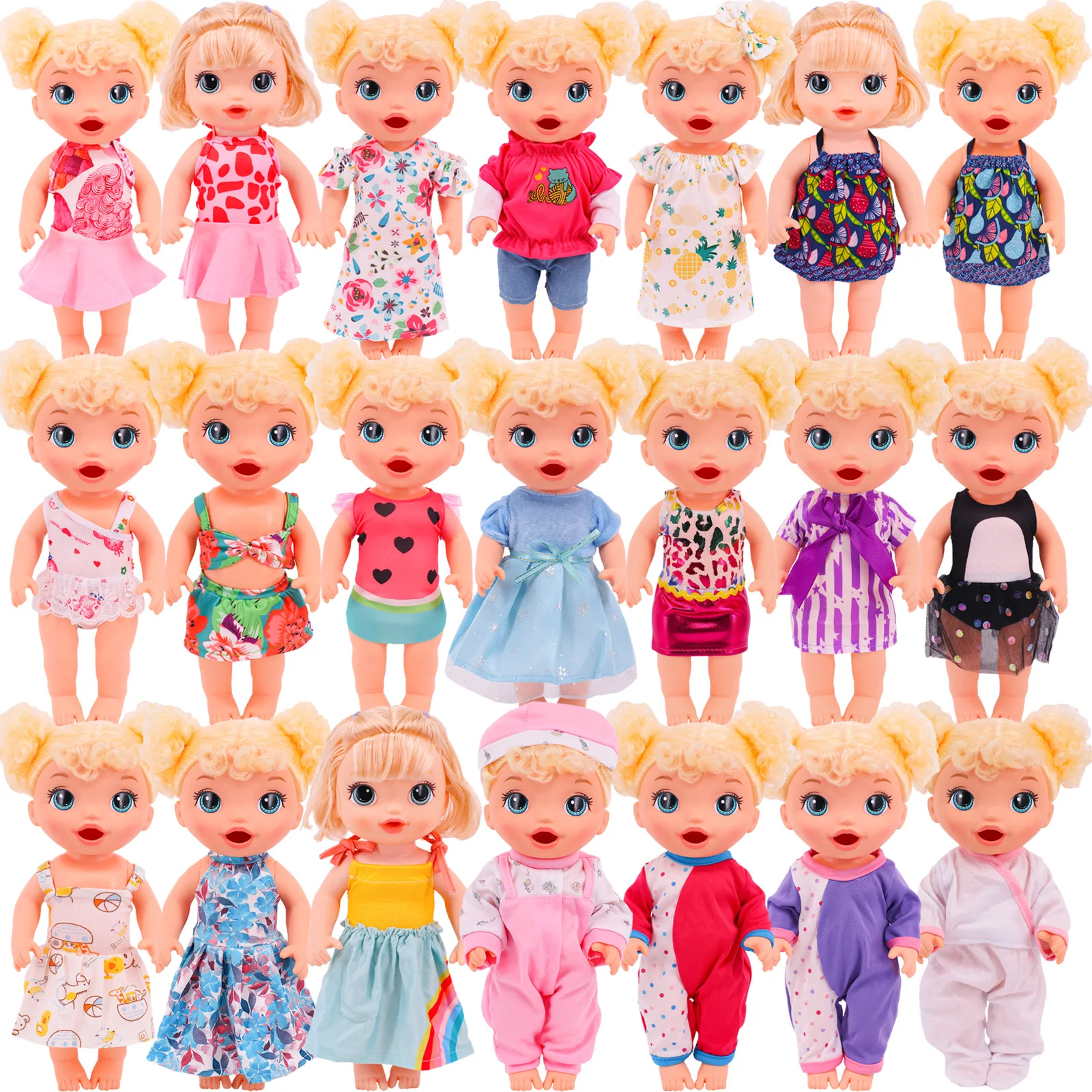 Doll Clothes For 12Inch Alive Baby Doll Print Cute Suspenders Dress&Siamese Suit Accessories,Only Sell Clothes 65ft 20m bnc video power siamese cable for surveillance cctv camera accessories dvr kit