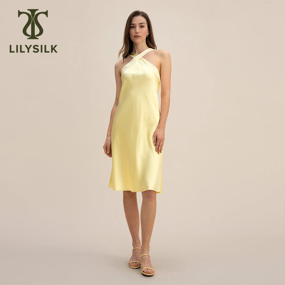 LILYSILKUndryedSilkHalterDressforWomen2023New22MommeGolden