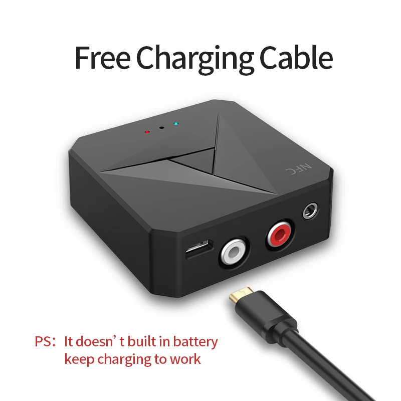 Bluetooth 5.0 Receiver Transmitter 3.5mm AUX Jack RCA Music Wireless Audio Adapter Handsfree Call Mic NFC Car Kit For TV Auto ON