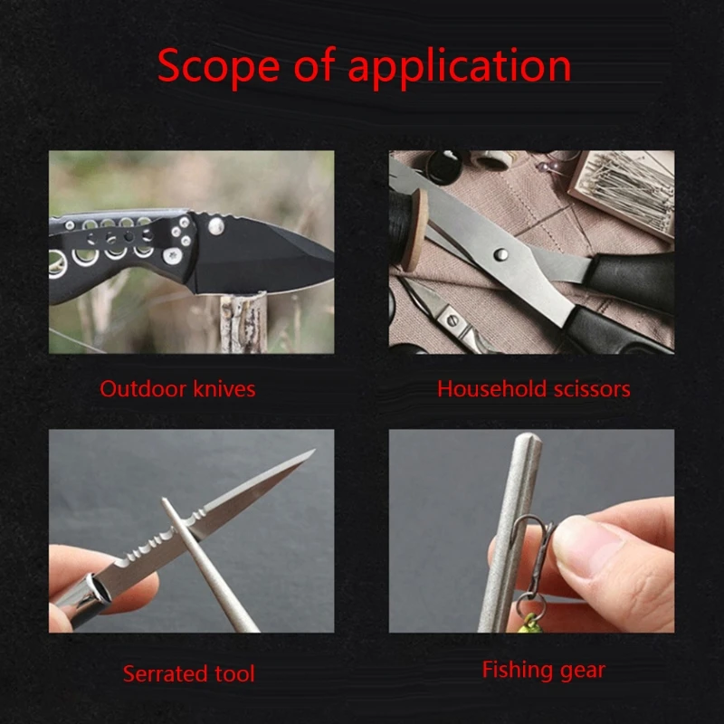 2in1 Knife Sharpener Diamond Pen Shaped Sharpener Pocket Sharpening Rod for Hook