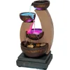11" H Golden Tiered Bowl Fountain with Color Changing LED Lights with Adapter Brown 1