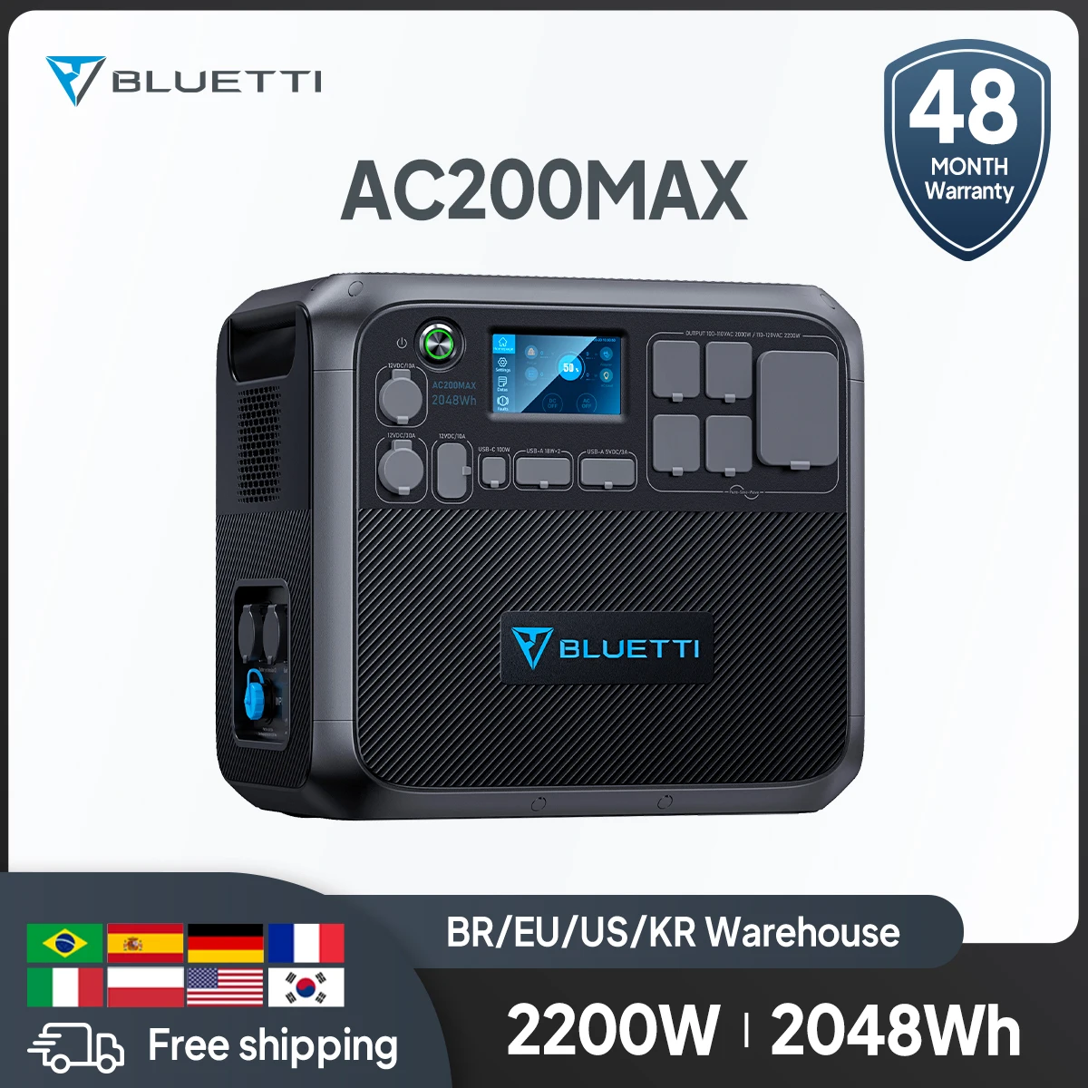 Bluetti Ac200Max 2048Wh 2200W Centrale Elettrica Portatile Stazione Di Ricarica Per Uso Domestico Generatore Solare Per La Casa Per Il Campeggio All'A