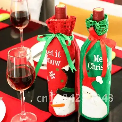 

Gift Bag Holder Christmas Santa Claus Snowman Wine Bottle Cover Noel Christmas Decor for Home 2022 New Year's Decor Dinner Table