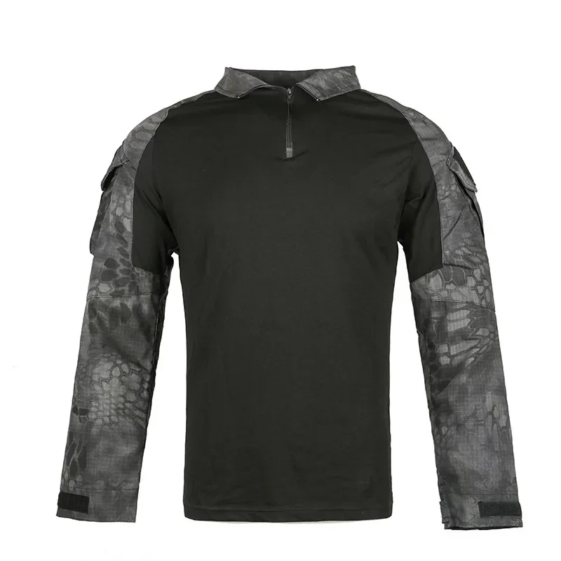 Men Tactical T-shirt Camouflage Long Sleeve Zipper Assault Frog Hiking Shirt s Hunting Uniform Club Prom Shirt Cool sport t shirt,long sleeve t shirt