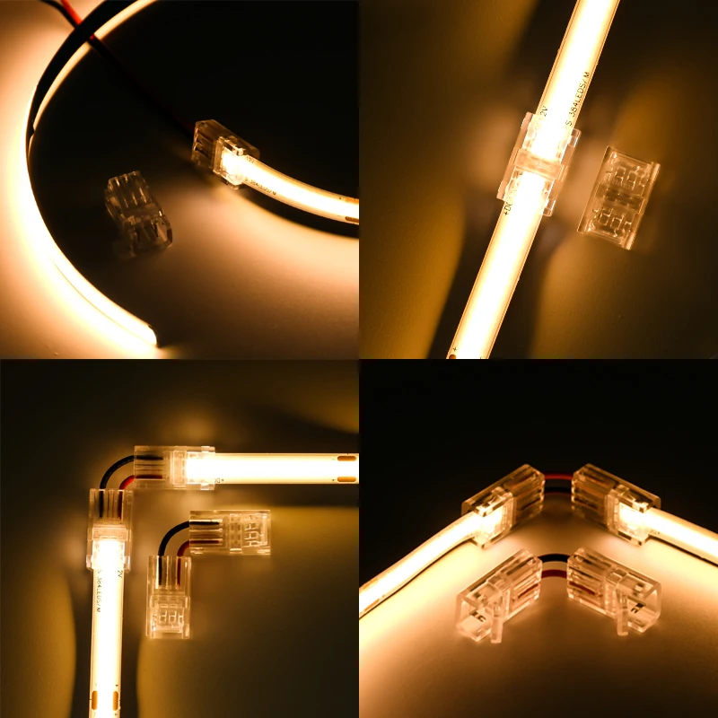 5pcs 2pin COB LED 스트립 커넥터 연장 와이어 터미널 LED 커넥터 2835 5050 SMD COB 테이프 조명 고정 클램프 클립