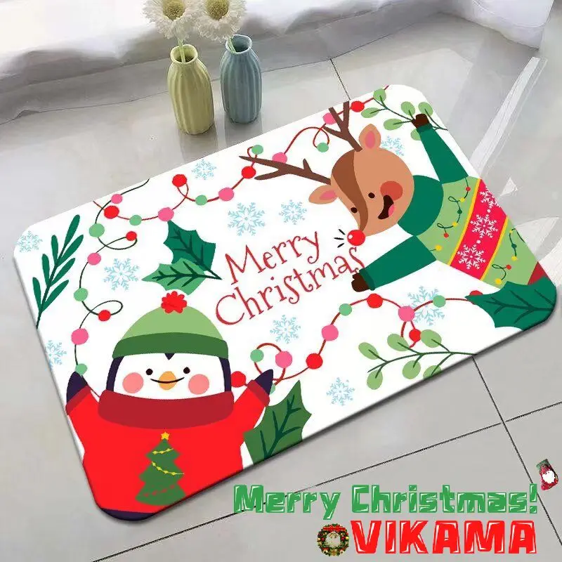 thumbnail image 1 of Alfombra de tierra de diatomeas estilo muñeco de nieve de Papá Noel de VIKAMA, alfombra antideslizante para entrada de baño y cocina, alfombra enjuagable, 1 of 5