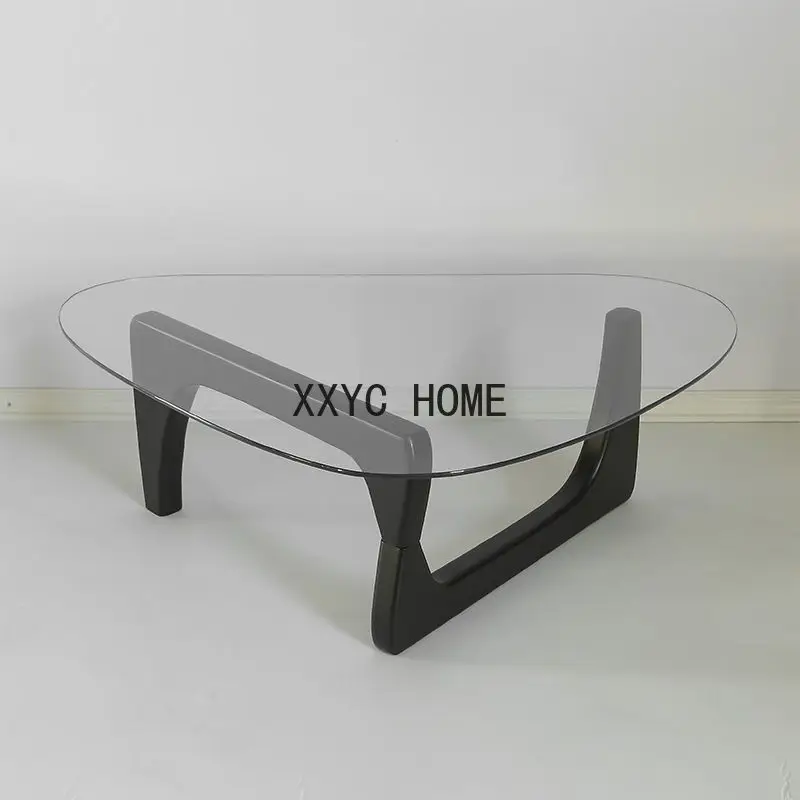 

Household Glass Coffee Table Solid WoodLiving Room Bedroom Minimalist Tea Table Fashion Modern Nordic Furniture