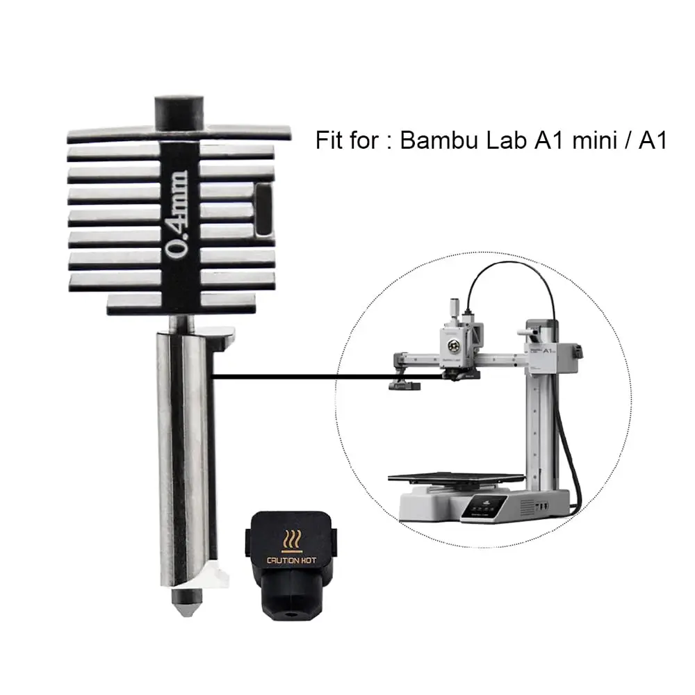 Bambu lab A1 미니 핫엔드 키트 경화강 깍지, 핫엔드 3D 프린터 액세서리, 0.2mm, 0.4mm, 0.6mm, 0.8mm 깍지