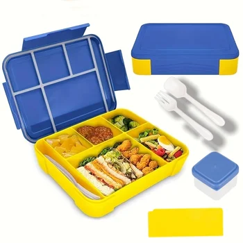 Boîte à déjeuner de 1330ML, boîtes à Bento pour adultes, récipients alimentaires avec 6 compartiments et vaisselle pour le travail des collations, chauffage au four à micro-ondes à l'école 1