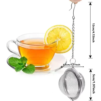 2pc Tea Infuser Extra Fine Mesh Tea Strainers For Loose Tea Stainless Steel Tea Strainer With Extended Chain Hook Spice Kitchen