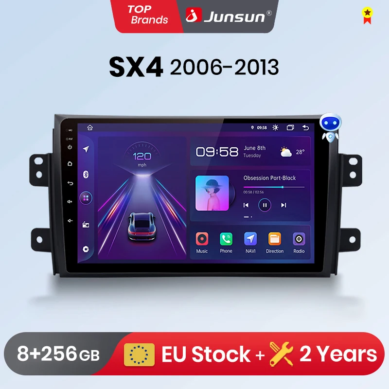 Junsun Wireless CarPlay Android Auto Car Radio for Suzuki SX4 GPS Intelligent Systems Stereo Multimedia Autoradio