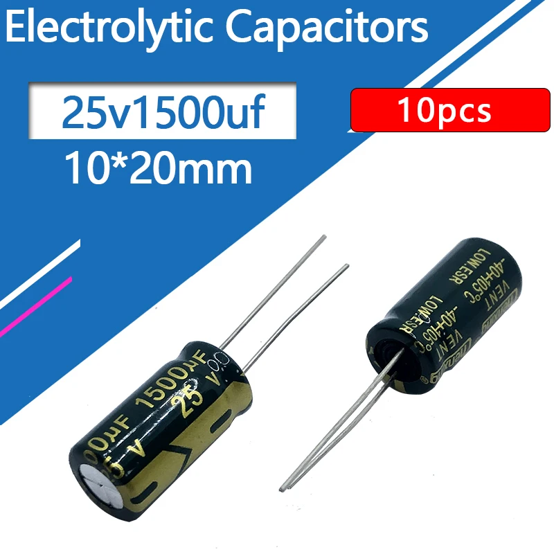 

25V1500UF 10x20mm Aluminum Capacitor 1500uf25v 25v1500mf 25vdc 25wv 25v 1500MFD 100uf 220uf 470uf 2200uf 3300uf 4700uf