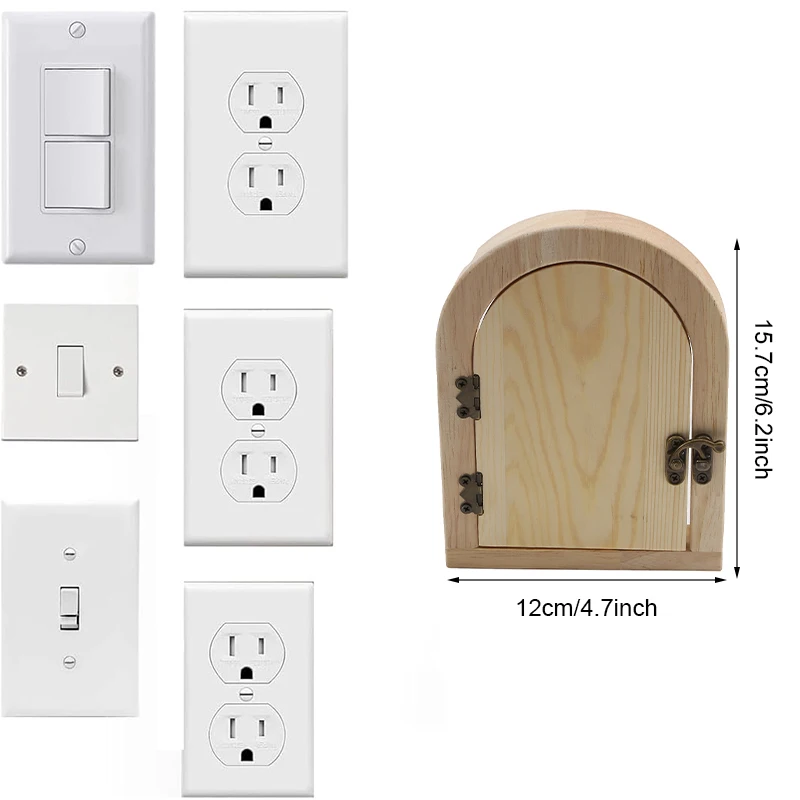 Wooden Socket Cover Plate Decorative Wall Sticker Creative Protection Switch Panel No Need For Punching Switch Protection Cover