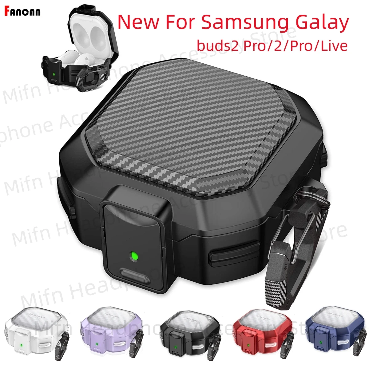 

Новинка для Samsung Galaxy Buds 2 Pro Buds Live 2 Pro Buds2 2Pro прозрачный чехол из углеродного волокна с узором наушники чехлы для мужчин
